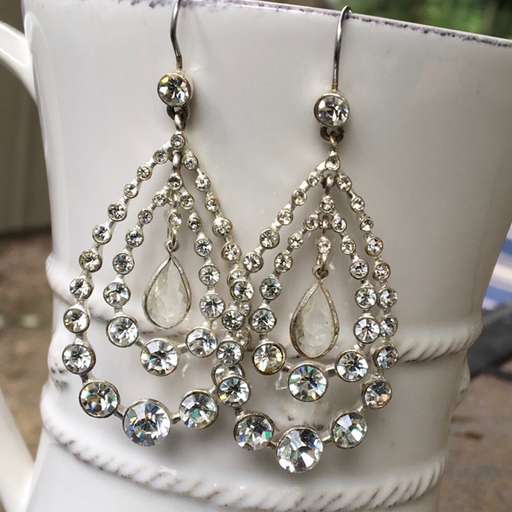 Rhinestone dangling earrings - Picture 1 of 5